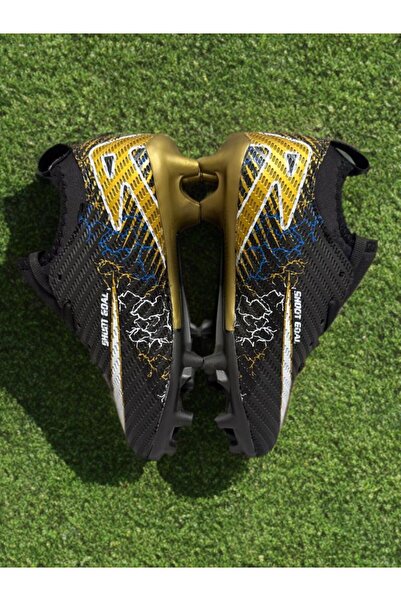 sinmm çocuk halı saha ayakkabısı dişli krampon (siyah-gold)