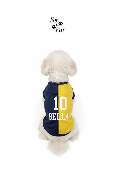 Sarı Lacivert Köpek Forması Köpek Taraftar Tişörtü Kişiselleştirilebilir İsim ve Numara Baskılı