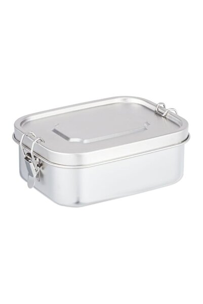 Relaxdays Stainless steel casserole for food storage, 1 L, closing rings, 7 x...