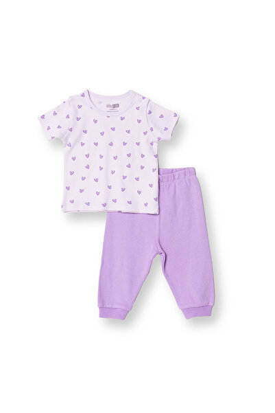 ebebek Hello Baby HelloBaby HelloBaby Kız Bebek Tshirt-Patiksiz Alt Kalp Bask...