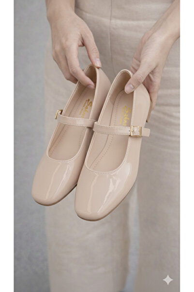 ZARICH حذاء نسائي من الجلد اللامع من نوير ماري جين بحزام واحد وتفاصيل مشبك ري...