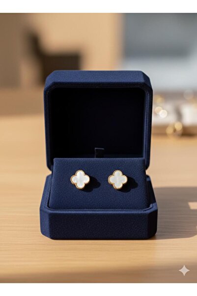 Jewerly Yonca Model Çelik Gold Renk Küpe