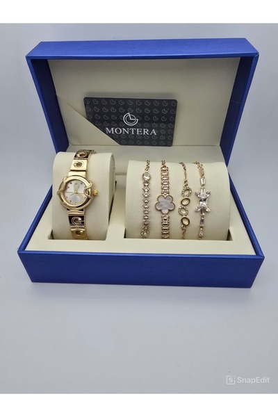 HNOF The women's watch and bracelet set shown is an elegant and luxurious gift.