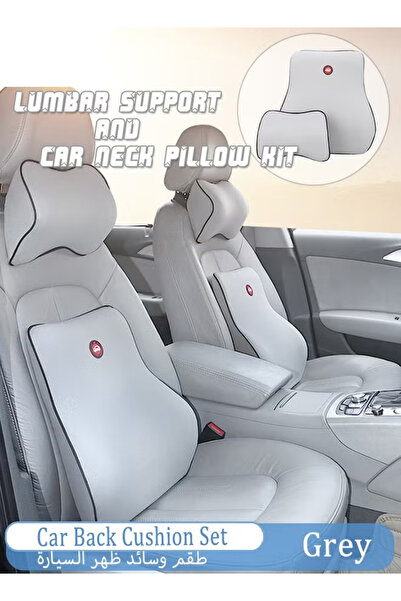 Generic Car lumbar support and neck pillow set, adjustable memory foam straps