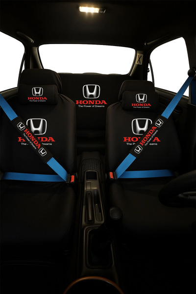 Honda Baskılı Oto Servis Kılıfı, Kemer Pedi, Yastık Takımı Beyaz