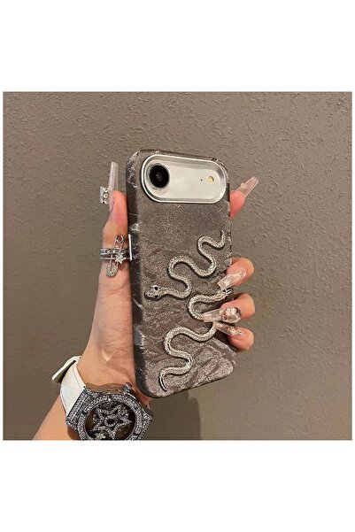 Pro Aksesuar iPhone 17 Air Compatible Case Snake Velvet Fabric Case Gray