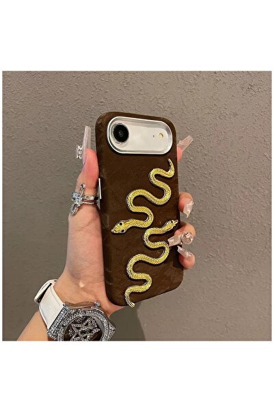 Zebana iPhone 17 Air Compatible Case Serpent Velvet Fabric Case Brown