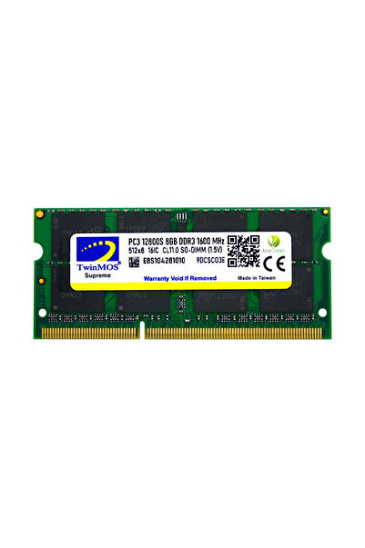 BulutRetail Twinmos Mdd38Gb1600N, 8Gb, Ddr3, 1600Mhz, 1.5V Notebook Ram