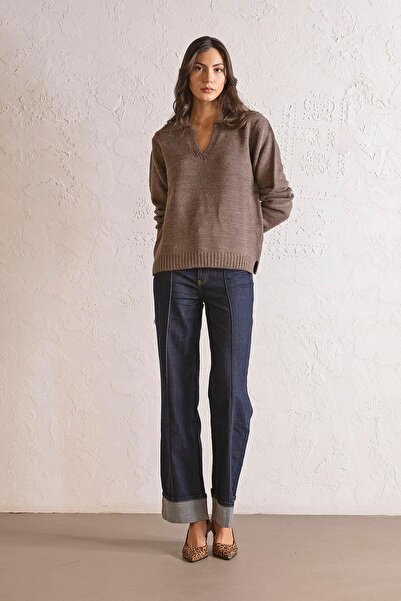 GMG FIRENZE سترة تيركو نسائية ذات ياقة أباخ بقصة عادية