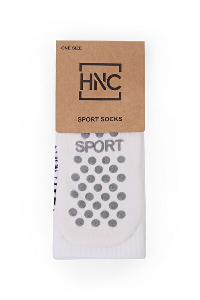 HNC Sport 2'Li Beyaz Kaydırmaz Silikonlu Taban Nefes Alan Premium Futbol Fitness Koşu Sporcu Çorap