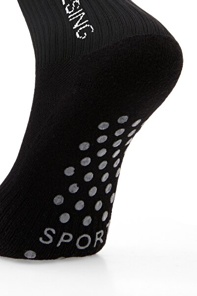 HNC Sport 2'Li Siyah Kaydırmaz Silikonlu Taban Nefes Alan Premium Futbol Fitness Koşu Sporcu Çorap