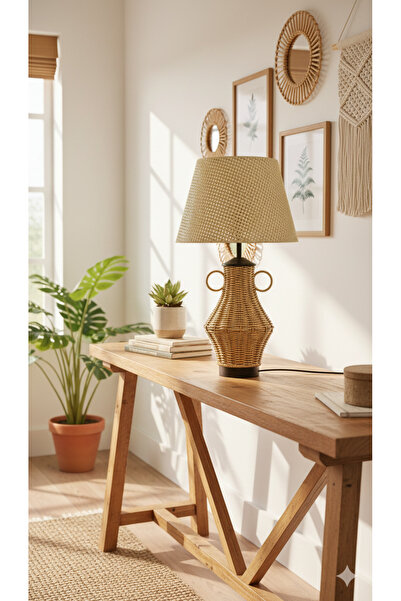 Decodelight Metal Gold Ayak Testi Model Hasır Rattan Örmeli Gövde Hazeran ve ...