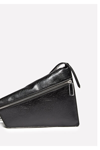 Sisley Women's Black Logo Detailed Zippered Eco Leather Shoulder Bag