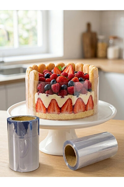 ADENRA Şeffaf Desensiz Pasta Yan Dekor Jelatin Krema Tutucu 5 CM 25 Metre