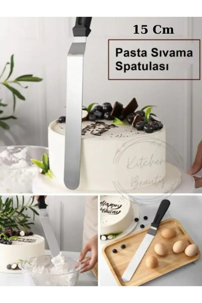 Erenle ticaret Çelik Pasta Sıvama Paleti Eğik Spatula 15 Cm Pasta Krema Sıvam...