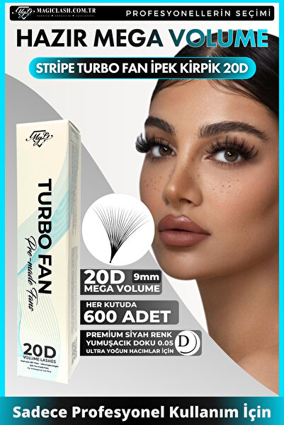 Magic Lash 20D Mega Volume Hazır Demet İpek Kirpik Turbo Fan – 9mm D Kıvrım 6...
