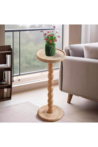 Tiokkss طاولة قهوة جديدة عصرية مستديرة من الخشب الطبيعي، مثالية لركن القهوة ف...