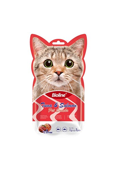 Bioline سناك بيوﻻين – تونة وسالمون (خمس حبات) للقطط الصغيرة والكبيره