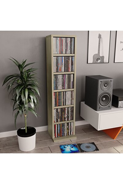 vidaxl CD Cabinet Sonoma Oak 21x20x88 cm Engineered Wood