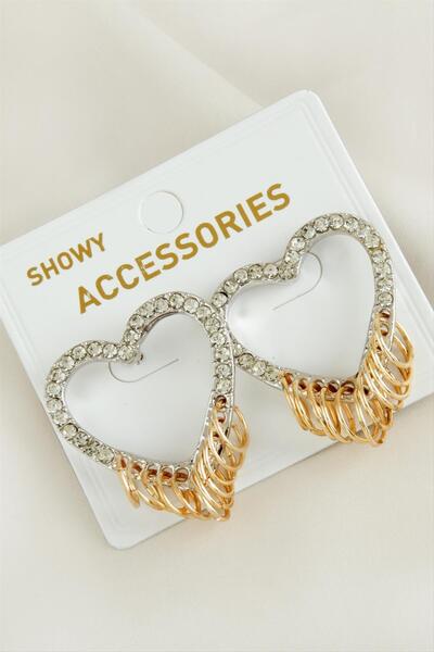 ZERO LAND Drnds Ring Heart New Season with Stones (192107) Earrings-Silver Color