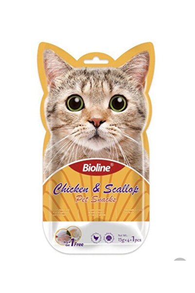 Bioline بيولاين مكافأت للقطط بالدجاج و سكلوب ( خمس حبات )