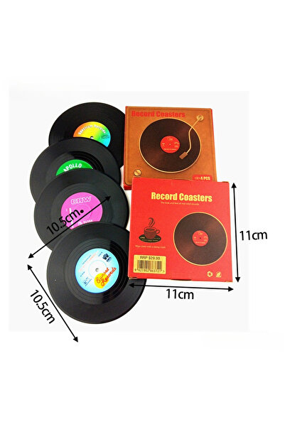choice2 round 10.5cm 4pcs Vinyl Record Coaster Record Decorative Wall Retro C...