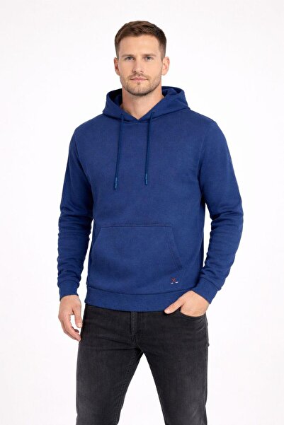 Polo State Men's Hooded 3 İplik İçi Şa Fleece-Lined Flow Sweatshirt Indigo