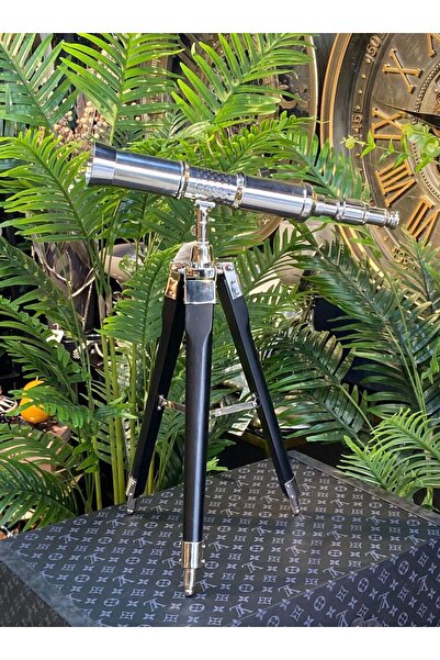 zepce design Dekoratif Metal Tripod Ayaklı Teleskop ofis biblo obje