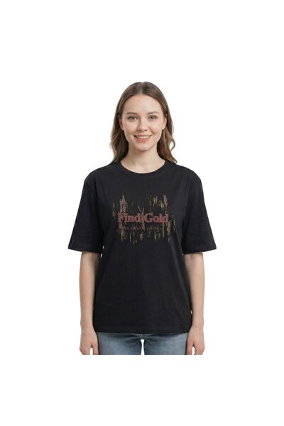 Enfield & Co. Tricou grafic Find Gold – Negru