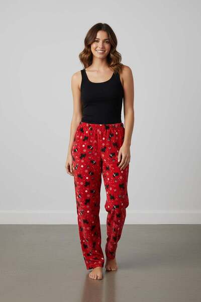 Fulla Moda New Year's Themed Velvet Pajama Bottoms