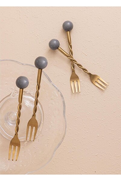 The Mia Globe Cake Fork Gray 4 Pieces