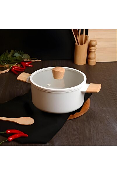 Belariva 24 cm Kpkl White Wooden Handle Deep Pot
