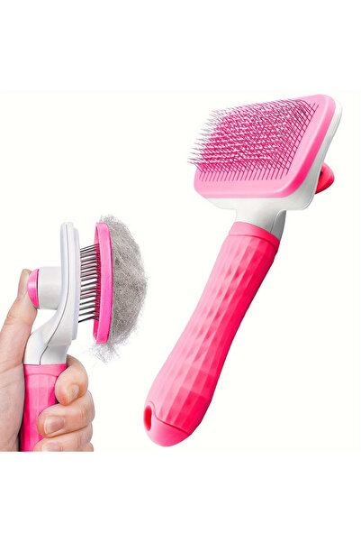 Choice1 Square-Pink Self-cleaning Pet Hair Remove Comb Cat Slicker Brush Pet ...