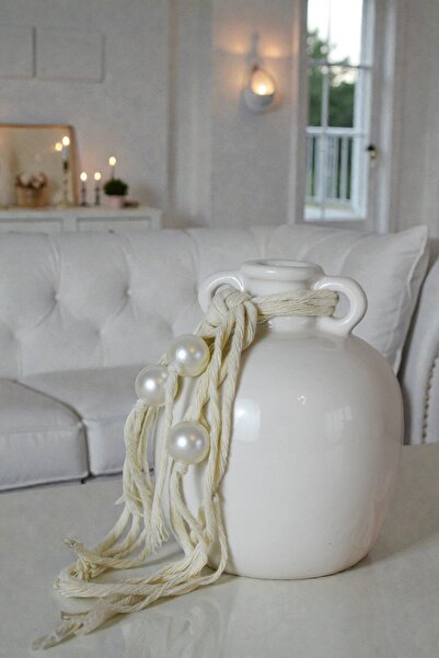 LALEZEN HOME Pearl-Stringed Vase with Handle
