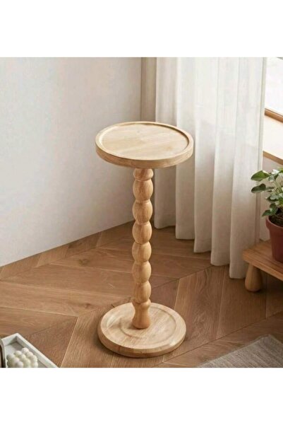 Mtanvxay Natural Wood Finish Vintage Round Side Table Minimalist for Bedroom ...