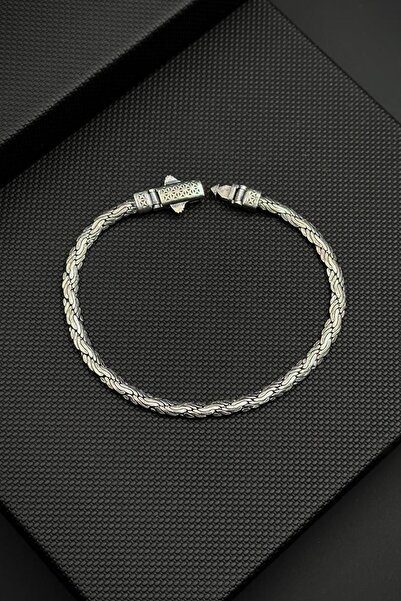 FRNCH 925 Ayar Gümüş İtalyan Model Gümüş Renk Erkek Bileklik FRJ12788-3788-A