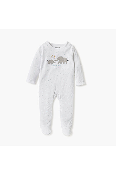 Juniors بدلة نوم بأكمام طويلة وأقدام مغلقة مزينة بتطريز على شكل فيل