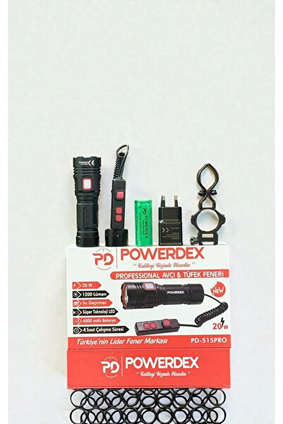 powerdex Pd-515 Pro 20W & 1200 Lümen Profesyonel Zoomlu El & Tüfek Avcı Feneri