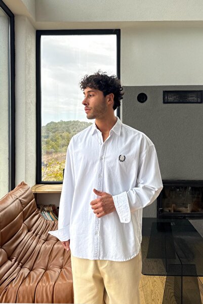 Flaw Wear قميص أكسفورد قصة فضفاضة أبيض