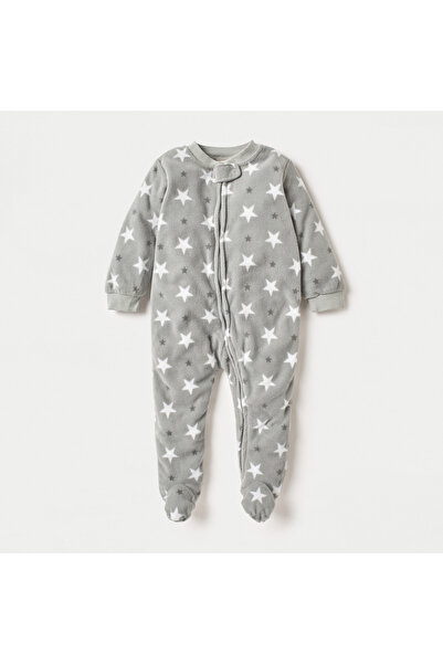 Juniors All-Over Star Print Fleece Sleepsuit with Zip Closure