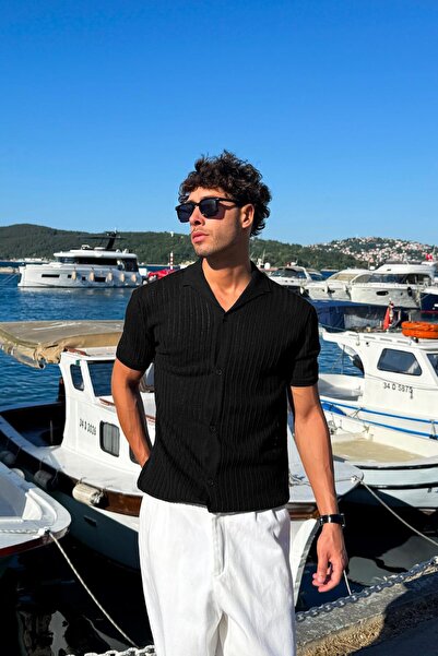 Flaw Wear Πλεκτό πουκάμισο με σχέδιο μαύρο