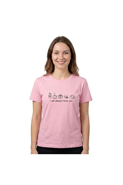 Enfield & Co. Tricou grafic „Te voi iubi mereu” – Roz