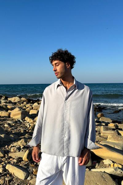 Flaw Wear Basic Oversized Shirt Ice Gray