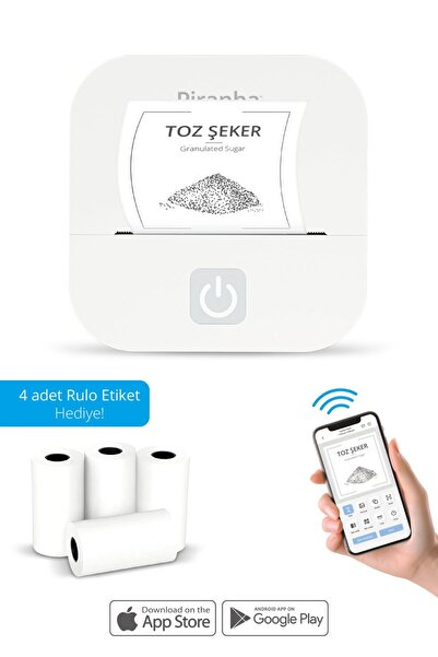 Piranha 5510 Taşınabilir Label Printer & Mobil Etiket Yazıcı | 4 Rulo Hediye ...
