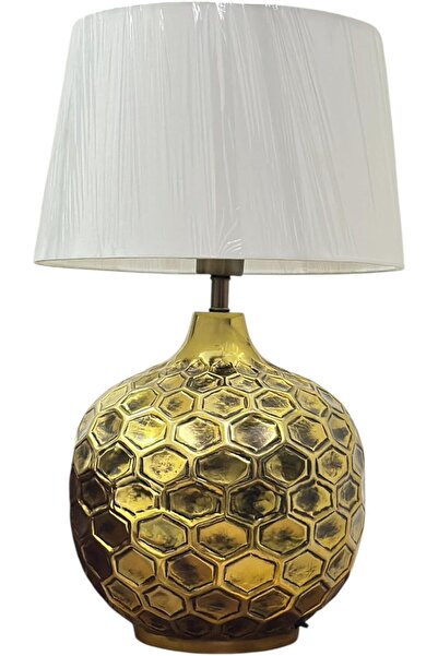 Generic Modern Gold Table Lamp with White Shade