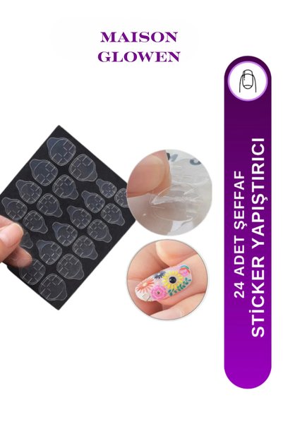 MAISON GLOWEN Tırnak Yapıştırıcısı Sticker Tırnak Yapıştırıcı Takma Tırnak Yapışkanı 24 Adet