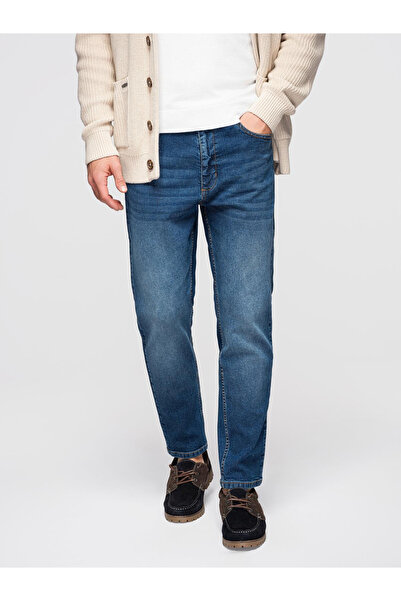 OMBRE Men's CARROT Jeans with Fading - Blue OM-PADP-0253