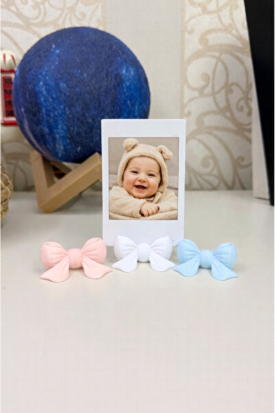 hobier 3 قطع من حامل الصور بشريط أبيض وأزرق ووردي، ديكور للطاولة، حامل للملفات