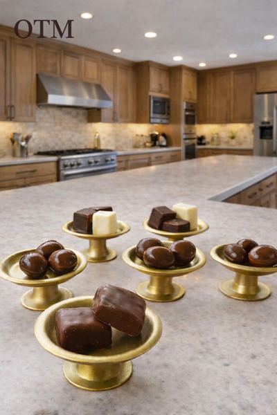 Otm 6'lı Paslanmaz Dekoratif Gold Kaplama Şekerlik Kase 6'lı Makaronluk Kahve...