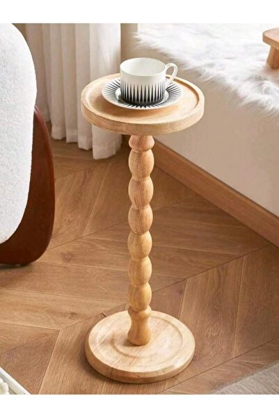 Mtanvxay Vintage-Inspired Round Table Sturdy Wooden Base Minimalist for Livin...